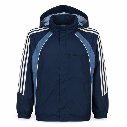 Front view of Adidas Men's Blue 2XS Track Jacket Hooded Full Zip Activewear