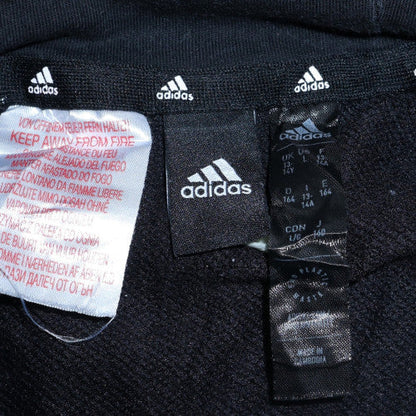 Adidas Boys Black Hoodie Pullover Fleece Size 164 Regular Fit