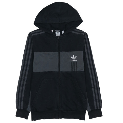 Adidas Boys Black Full Zip Hoodie 13-14 Years Classic Trefoil Design