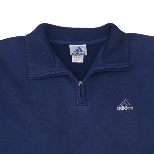Mens UK Size L adidas Blue 1/2 Zip Sweatshirt