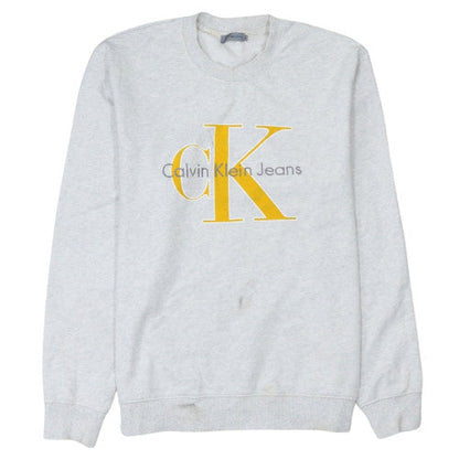Womens UK Size M Calvin Klein Jeans Grey Pullover Sweatshirt