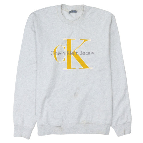 Womens UK Size M Calvin Klein Jeans Grey Pullover Sweatshirt