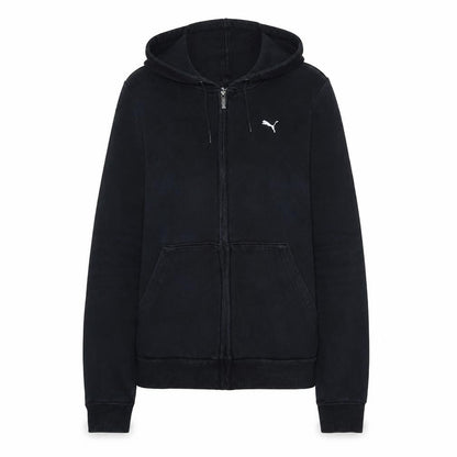 Front view of Puma Women Black M Full Zip Hoodie Hooded Sweatshirt Casual