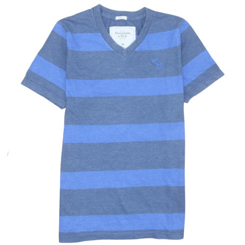 Abercrombie & Fitch Men's Blue Striped V-Neck T-Shirt XL Regular Fit