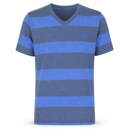 Abercrombie & Fitch Men's Blue Striped V-Neck T-Shirt XL Regular Fit