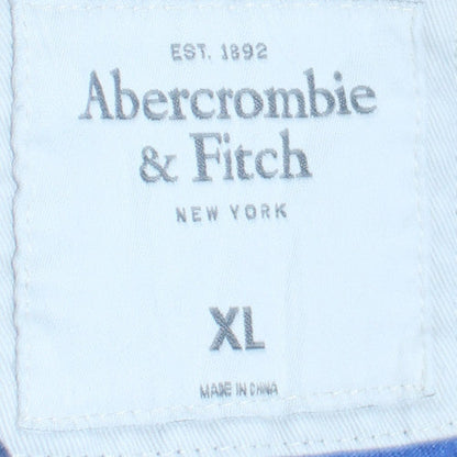 Abercrombie & Fitch Men's Blue Striped V-Neck T-Shirt XL Regular Fit