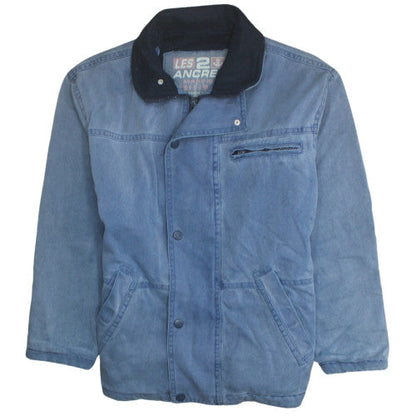 Les 2 Ancres Men's Blue Cotton Lined Jacket Size S Regular Fit