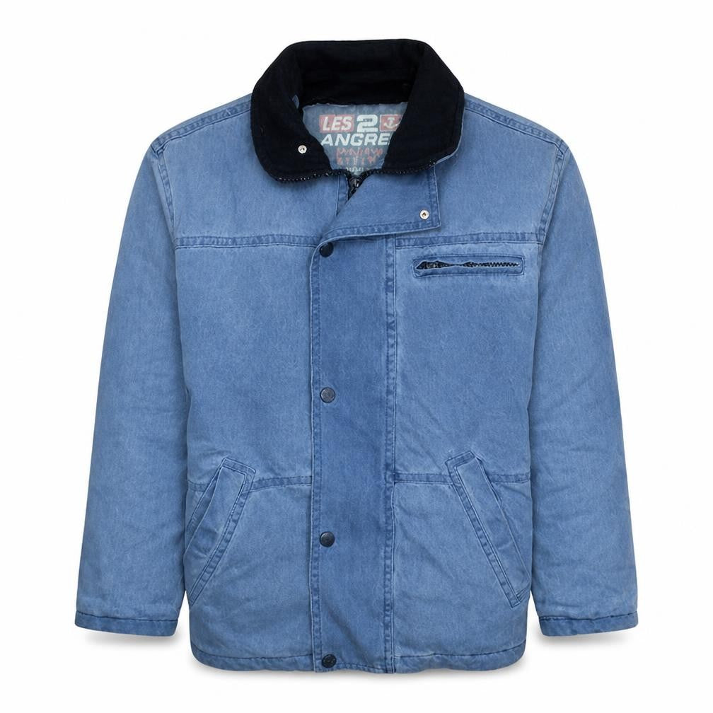Les 2 Ancres Men's Blue Cotton Lined Jacket Size S Regular Fit