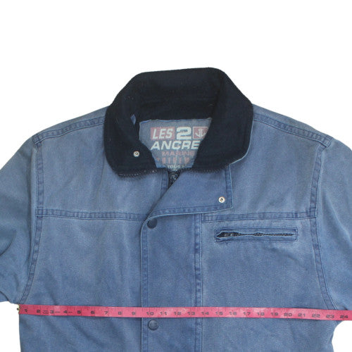 Les 2 Ancres Men's Blue Cotton Lined Jacket Size S Regular Fit
