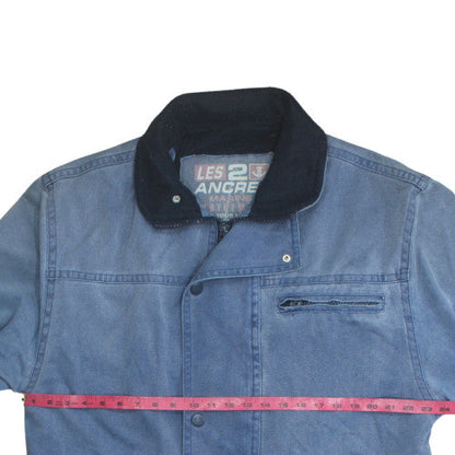 Les 2 Ancres Men's Blue Cotton Lined Jacket Size S Regular Fit