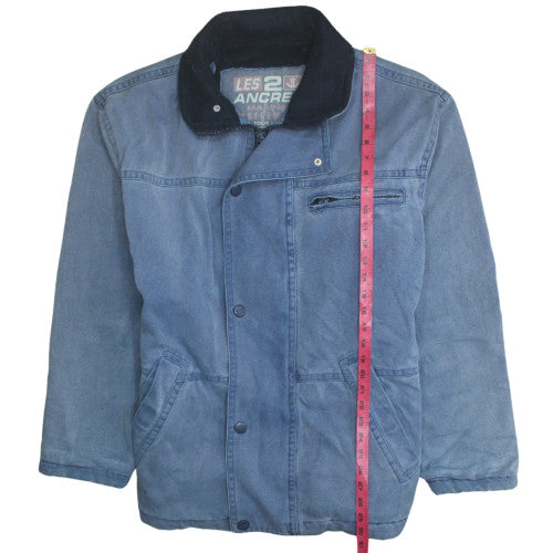 Les 2 Ancres Men's Blue Cotton Lined Jacket Size S Regular Fit