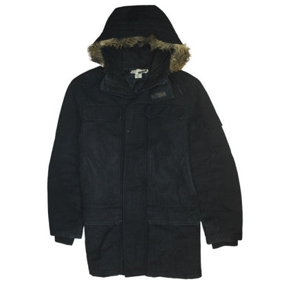 H&M L.O.G.G Men's Black Hooded Parka Coat Size M Winter Jacket