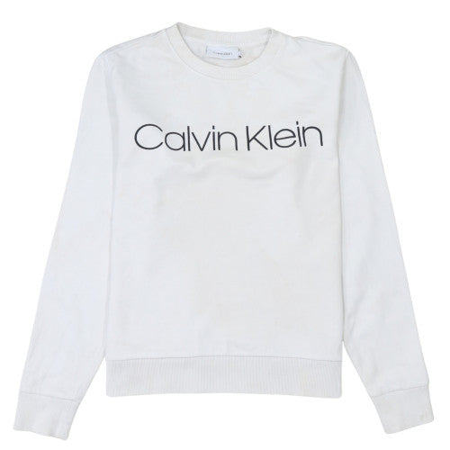 Womens UK Size M Calvin Klein White Pullover Sweatshirt