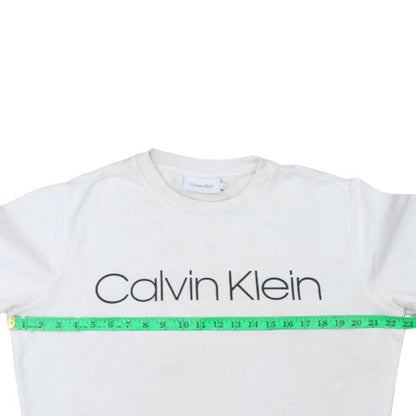 Womens UK Size M Calvin Klein White Pullover Sweatshirt