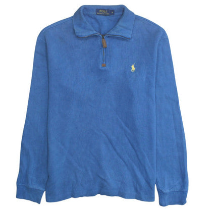 Polo Ralph Lauren Men's Blue Cotton 1/2 Zip Jumper Size S