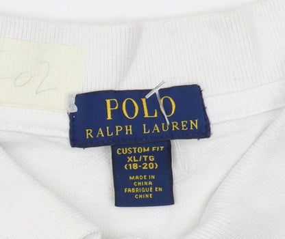 Ralph Lauren Women's White Cotton Polo Shirt XL Classic Fit