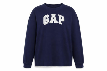 Gap Women Navy Blue Tall Sweatshirt L Logo Crew Neck Casual