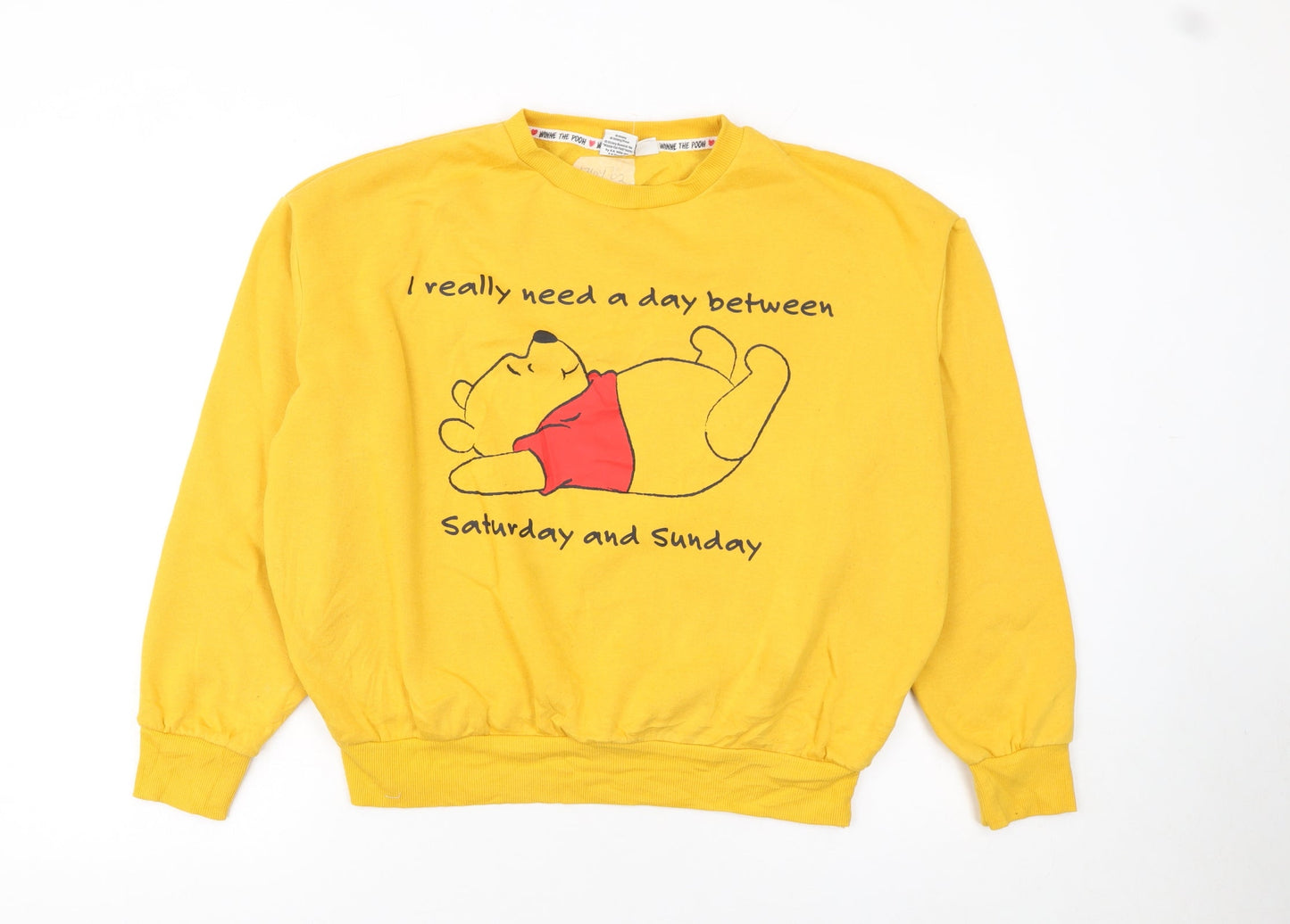 Womens UK Size M Disney Yellow Pullover Sweatshirt