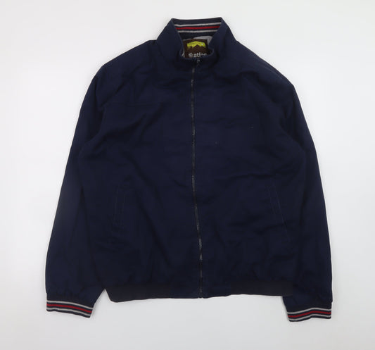 Atlas For Men Blue L Bomber Jacket Full Zip Cotton Blend Casual Outdoor