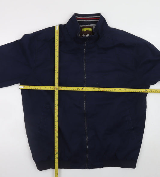 Atlas For Men Blue L Bomber Jacket Full Zip Cotton Blend Casual Outdoor