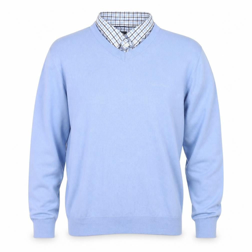 Pierre Cardin Men Blue XL V-Neck Acrylic Pullover Jumper
