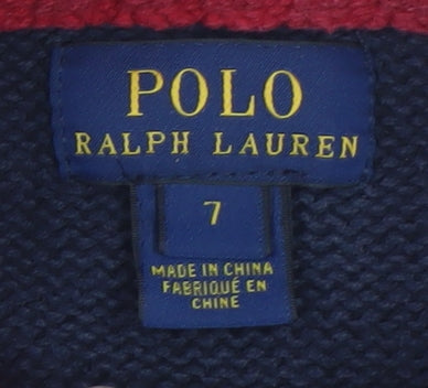 Boys UK Size 7 Years Ralph Lauren Blue Pullover Jumper