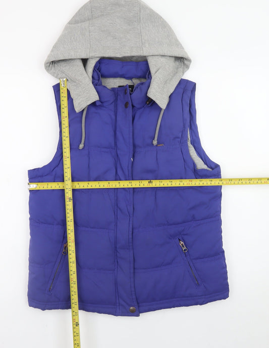 Animal Mens Blue Hooded Puffer Waistcoat L Regular Fit