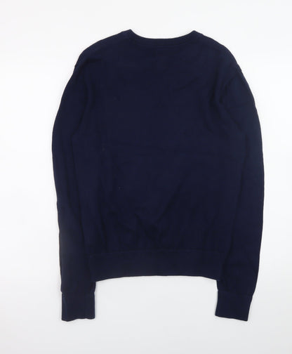 Gap Men's Blue XS V-Neck Cotton Pullover Jumper