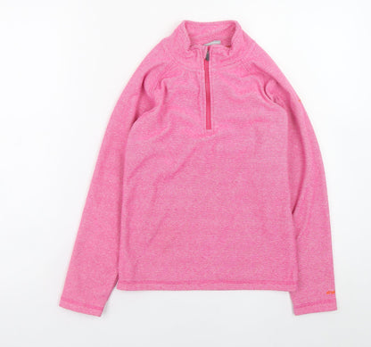 Trespass Girls Pink 1/2 Zip Pullover Fleece Sweatshirt 9-10 Years