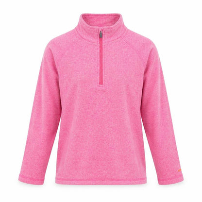 Front view of Trespass girls’ pink 1/2 zip pullover fleece sweatshirt 9-10 years