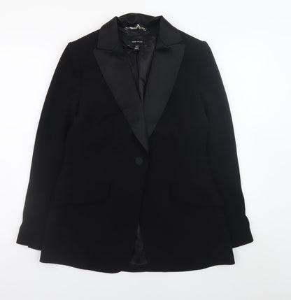 Karen Millen Women's Black Size 10 Classic Satin Lapel Blazer Jacket