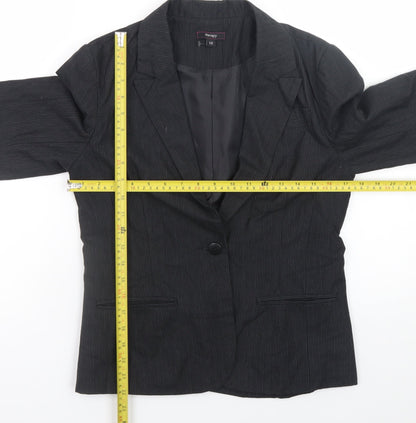 Therapy Womens Black Pinstripe Blazer Size 10 Classic Formal Jacket