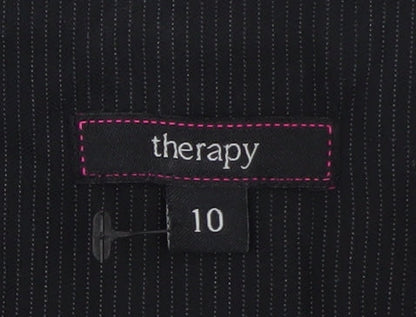 Therapy Womens Black Pinstripe Blazer Size 10 Classic Formal Jacket