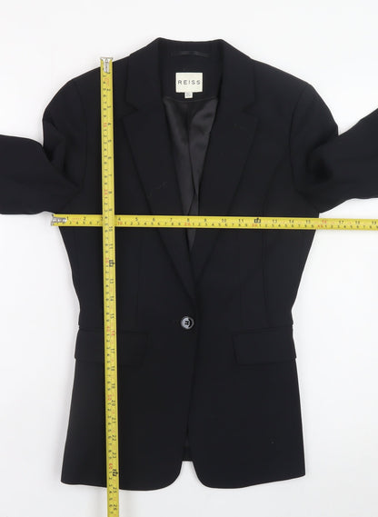 Reiss Womens Black Wool Slim Fit Blazer Jacket UK 6