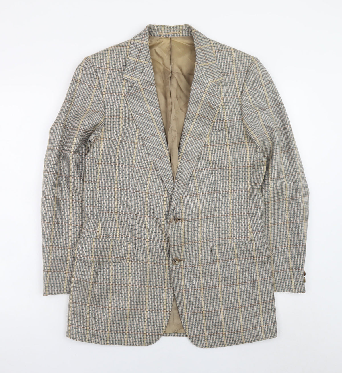 Magee Mens Brown Check Wool Tweed Blazer Jacket 38R Classic Lined