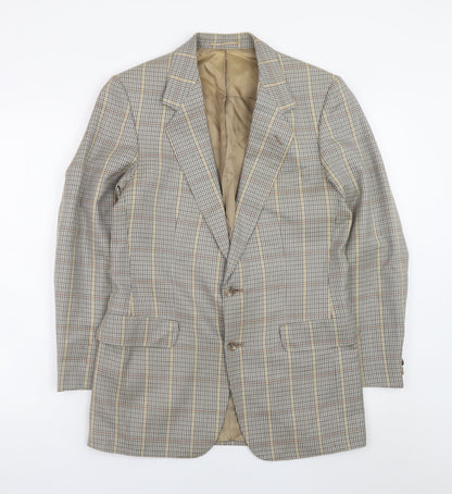 Magee Mens Brown Check Wool Tweed Blazer Jacket 38R Classic Lined