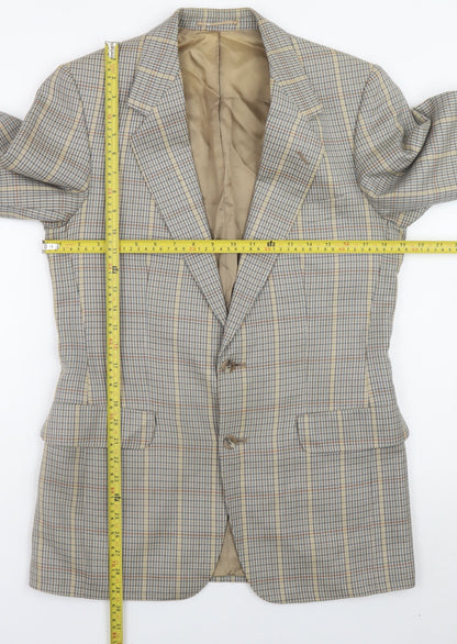 Magee Mens Brown Check Wool Tweed Blazer Jacket 38R Classic Lined