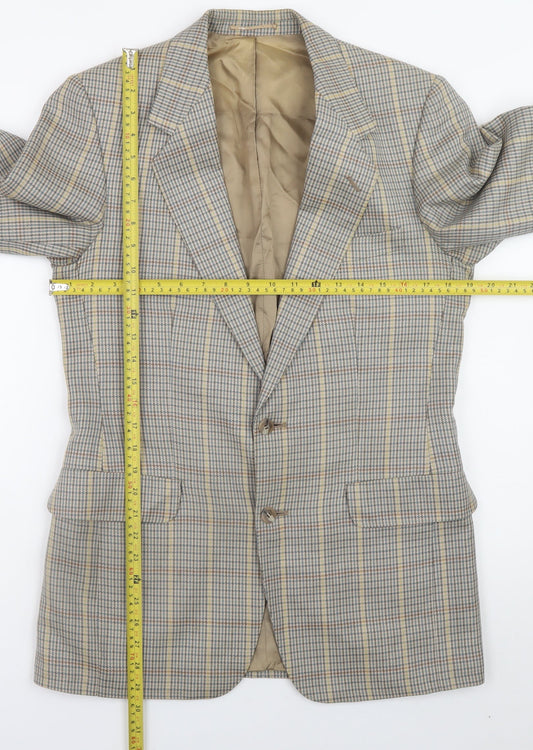 Magee Mens Brown Check Wool Tweed Blazer Jacket 38R Classic Lined