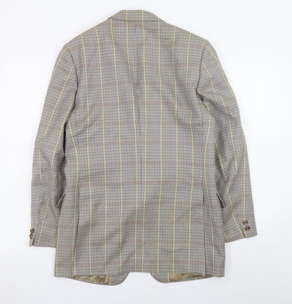Magee Mens Brown Check Wool Tweed Blazer Jacket 38R Classic Lined