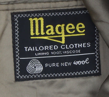 Magee Mens Brown Check Wool Tweed Blazer Jacket 38R Classic Lined