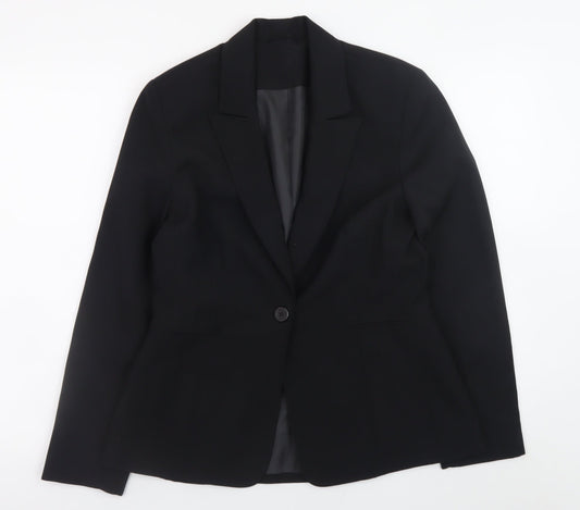 Essentials Women’s Black Classic Blazer Size 10 Lined Work Jacket