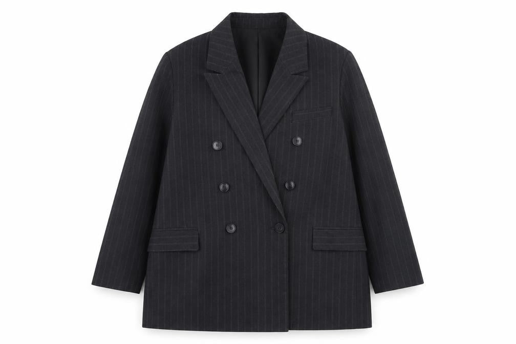 Rita Ora x Primark Womens Black Pinstripe Double Breasted Blazer UK 16