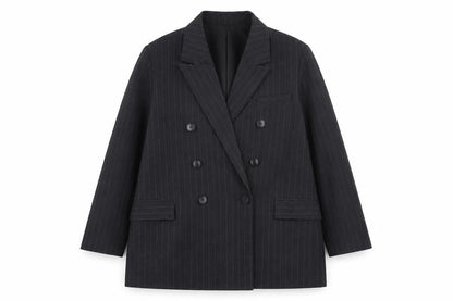 Rita Ora x Primark Womens Black Pinstripe Double Breasted Blazer UK 16