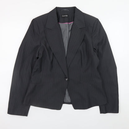 George Women's Black Pinstripe Blazer UK 14 Business Formal Jacket