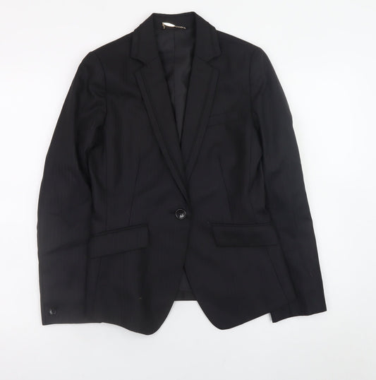 m.f.editorial Womens Black Wool Blend Blazer Jacket M