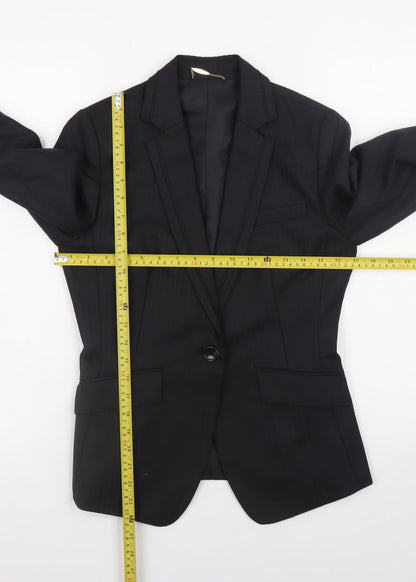 m.f.editorial Womens Black Wool Blend Blazer Jacket M