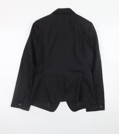 m.f.editorial Womens Black Wool Blend Blazer Jacket M