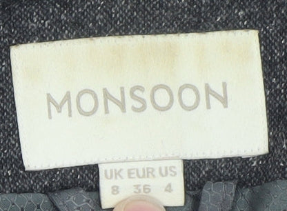 Monsoon Women’s Grey Wool Blend Classic Blazer Size 8