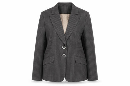 Debenhams Women Brown Pinstripe Blazer Size 16 Single Breasted Lined