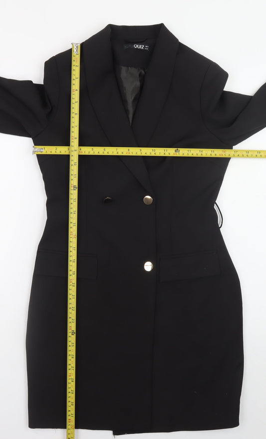 Quiz Women’s Black Size 6 Jacket Dress Long Sleeve Collared